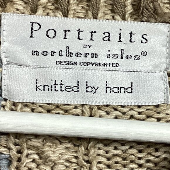 Vintage Hand Knitted Northern Isles Portraits Cardigan Sweater L - Picture 7 of 11